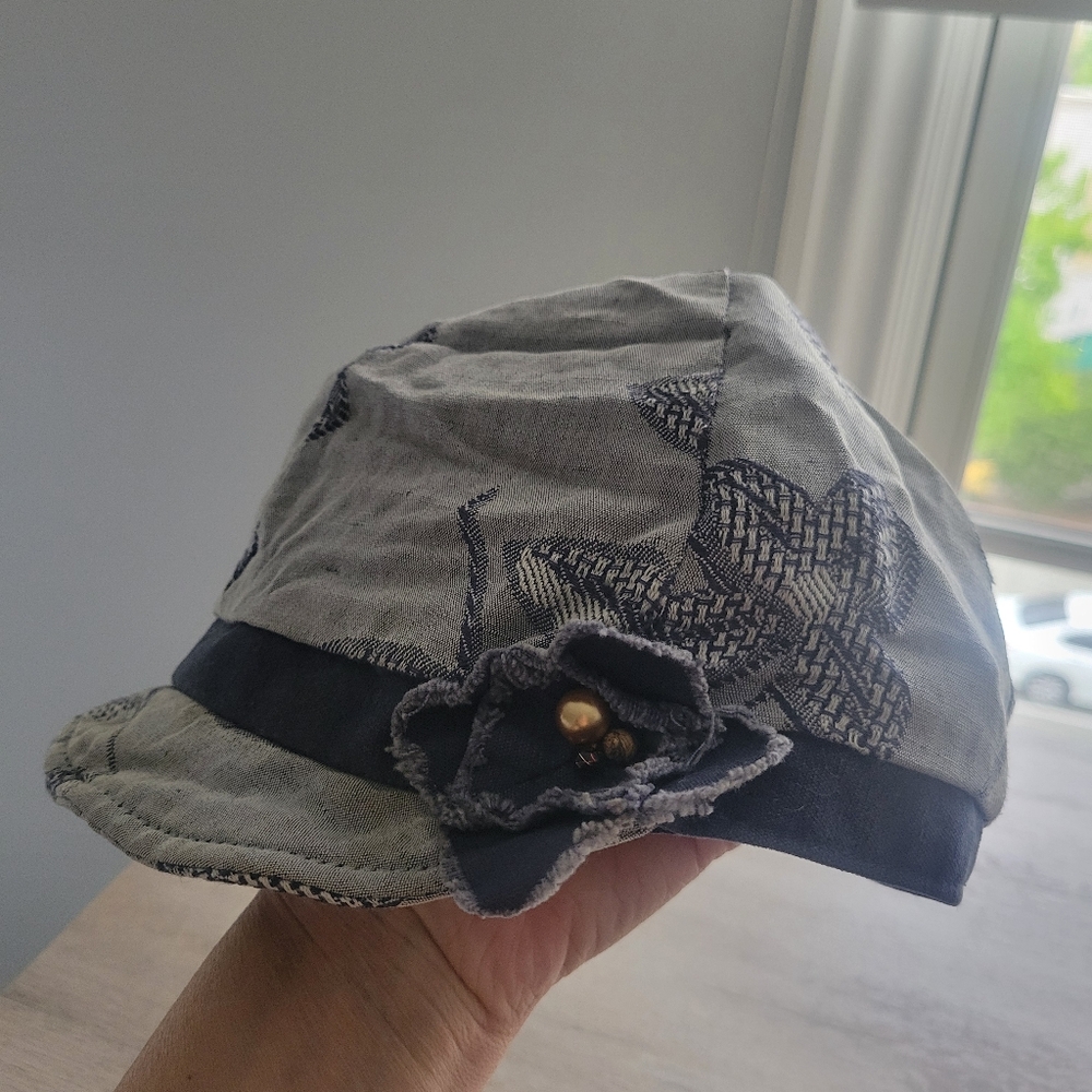 Anthropologie Grace Hat Floral Denim Blend Cap Hat